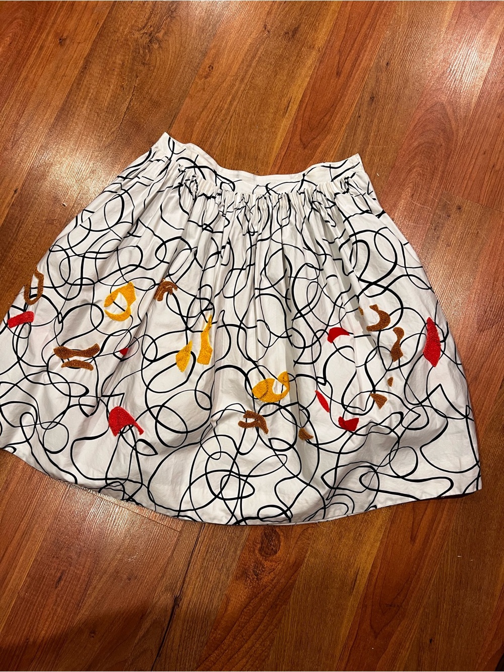 Maeve A-Line Skirt Colorful Embroidered Accent- and pockets!